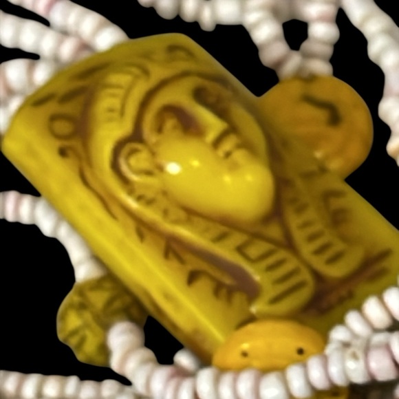 Neiger Brothers Neiger Bros Jewelry - Antique NEIGER BROS Czech Glass Yellow White Egyptian Revival 1920's Necklace